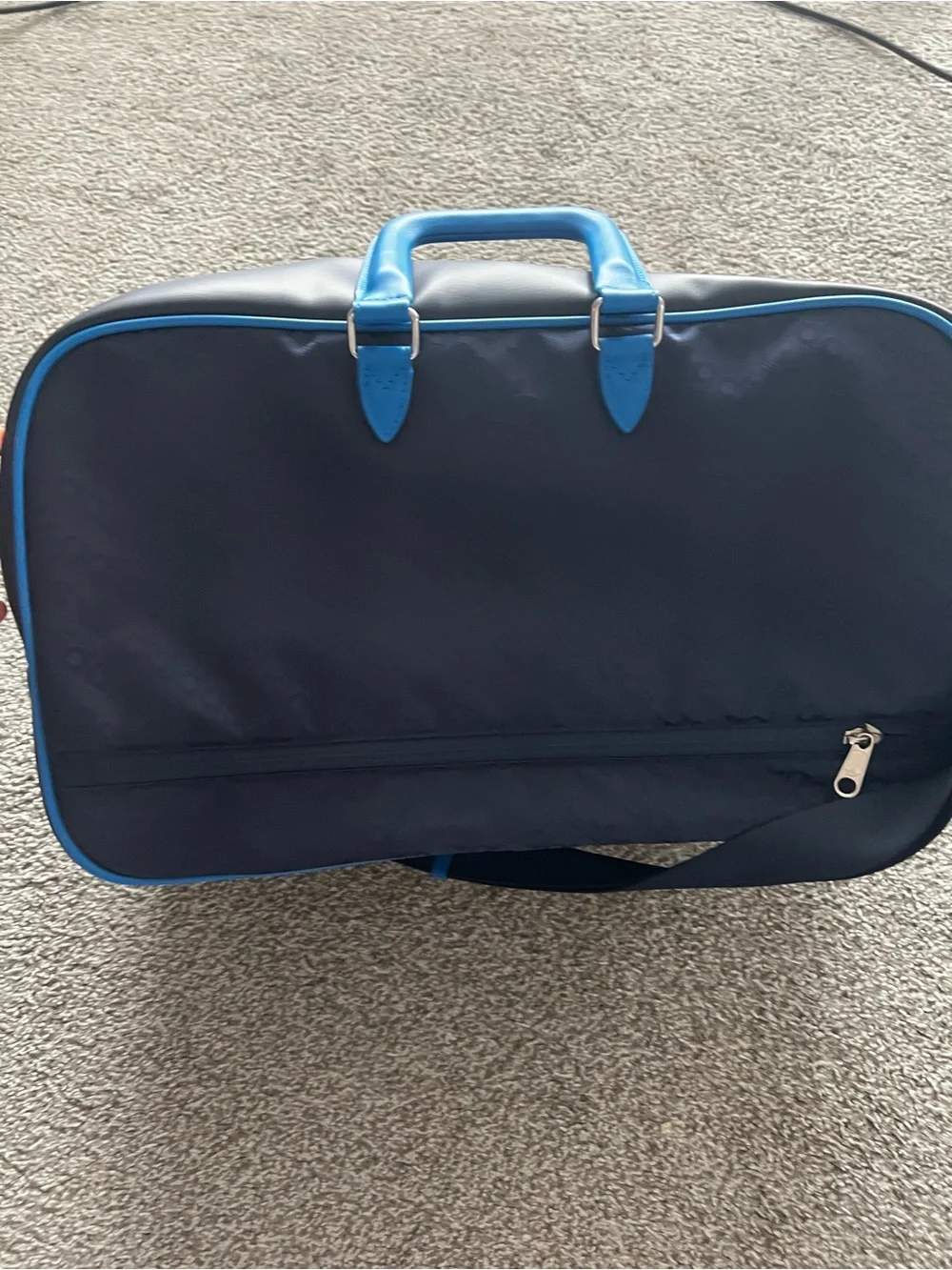 adidas Navy Duffel Bag with Bright Blue Accents